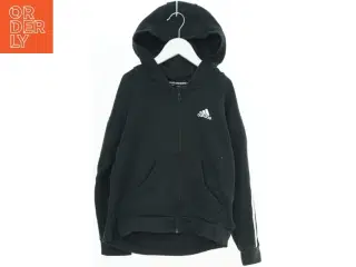 Sort hættetrøje med lynlås fra Adidas (str. 140)