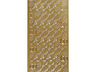 Stickers, konfirmation, ark 10x23 cm, guld, 1 ark