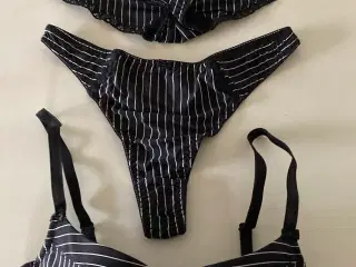 NYT Change Sort/Hvid stribet BH sæt