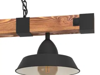 Flot loftlampe i træ og metal