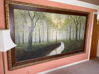 Maleri, 275x160 cm, af skovparti