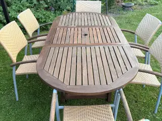 Royal Teak havebord og 6 Era stabelstole