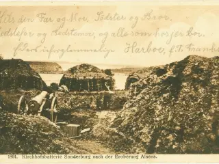 Krigen 1864. Slotsbatteriet efter Dybbøl-stormen 