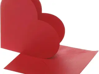 Hjertekort med Kuvert - 10 Sæt, Rød 12,5x12,5 cm