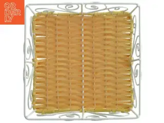 Flettet kurv med metalramme (str. 19x19 cm)