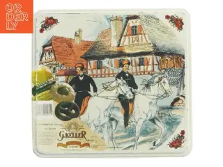 Vintage småkage dåse fra Massilly (str. 23x21 cm)