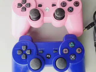 ⭐️· 2 stk. PS3 Wireless Controllere - Pink og Blå