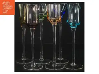 Farvede snaps/likørglas, 6 stykker, farvet (str. 18 cm. 6 stykker)