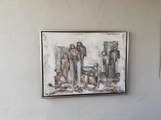 Maleri beige og brunlige farver og pæn ramme ( %)