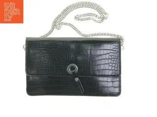 Sort krokodillepræget skuldertaske fra Zara (str. 27 x 16 cm)