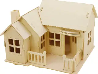 3D Konstruktionsfigur, Hus med terrasse, str. 19x17,5x15, 1 stk.