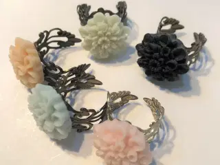 Ring, blomst, dahlia, forsølvet