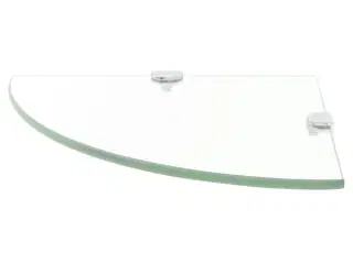 Hjørnehylde med krombeslag klart glas 25x25 cm