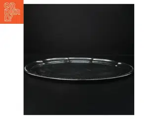 Sølvfarvet ovalt serveringsfad (str. 44 x. 34 cm)