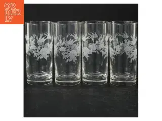 Graverte glasvaser (str. Ø 7 cm. længde, 14,5. cm)