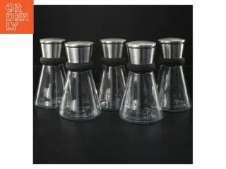 Sæt med 5 kværne i rustfrit stål og glas (str. 13,5x8 cm)