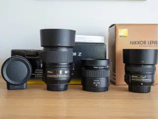 Nikon objektiver og adapter