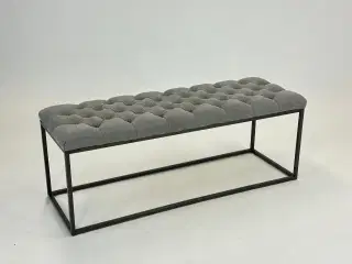 Elegant Bænk i Grå Stofpolstring
