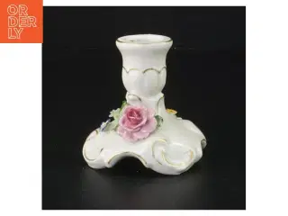 Porcelænslysestage med blomstermotiv (str. 8 x 7 cm)