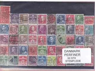 Danmark Perfiner 50 stk. Stemplet/Ustemplet