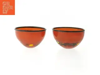 Røde glas skåle til fyrfadslys (str. Ø 9,5 cm)