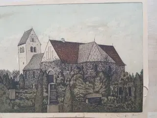 Litografi af Skjern Kirke
