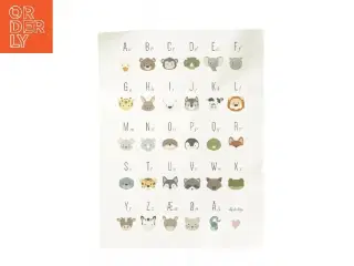 Børne alfabetplakat med dyremotiver (str. 39x29,6 cm)