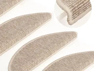 Trappemåtter 15 stk. 56x17x3 cm lys beige halvrunde