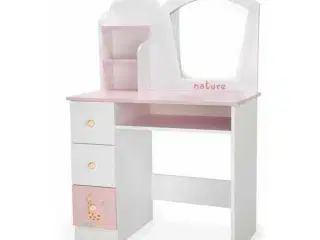 Sminkebord til børn Arias med taburet - 65 × 36 × 95 cm, hvid/rosa