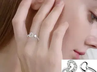 * Sterlingsølv; Smuk fingerring - med to hjerter