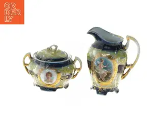 Antikt porcelænsserveringssæt (str. ø 8 cm, 12 cm)