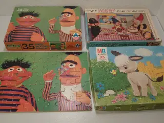 3 stk vintage komplette børnepuslespil.