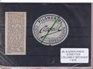 Øl og Sodavands Etiketter - Osvald - Nykøbing F. Bryghus - 1 Stk.