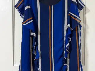 Saint Tropez bluse – blå stribet med flæser