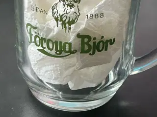 Vintage Föroya Bjór ølglas 100 kr. 