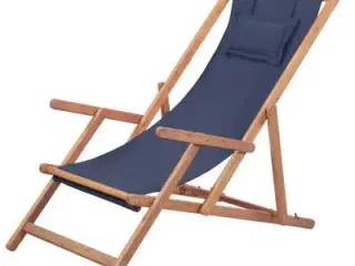 vidaXL foldbar strandstol stof og træstel blå | København K -