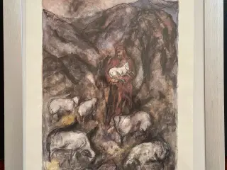 Bodil Kaalund litografi " Den gode Hyrde"