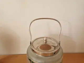 Antil kikse-spand af glas med emalje