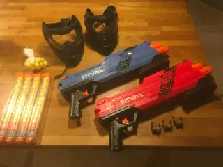  2x Nerf Rival skydere og 2 full face masker