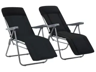 Sammenfoldelige havestole med hynder 2 stk. sort