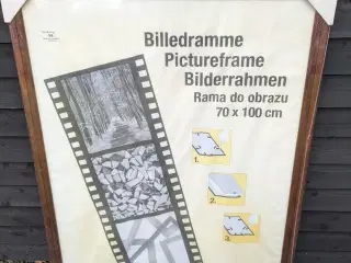 Billedramme mørk egelook 70 x 100 cm, aldrig brugt