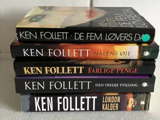 Bøger af forfatteren Ken Follett 5 stk. 