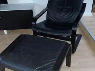 Lænestol og skammel - læder