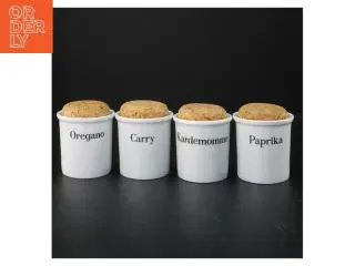 Sæt med 4 krydderikrukker i porcelæn fra Stavangerflint (str. 7,5 cm. 4 styk)