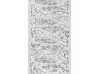 Sølv Fjer Stickers - 10x23 cm, Selvklæbende Ark