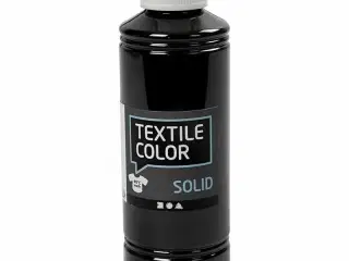 Textile Solid Sort Tekstilmaling 250ml - Dækkende Farve