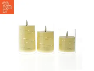 Sæt med LED stearinlys (str. Ø. 7,5 cm. længde. 15 cm. 12,5 cm. og. 10 cm)