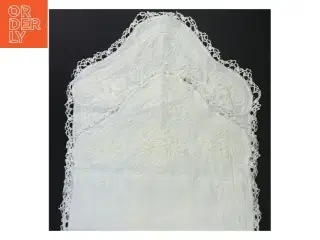 broderet  hvid bordløber (str. 35x75 cm)