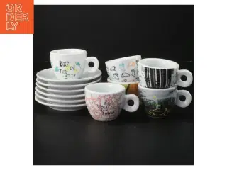 Sæt med kopper og underkopper fra BeConcept (str. 6 styk, ø 11 og 6 cm)