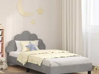 Børnesengestel med hovedgærde Lysegrå 90 x 200 cm Fløjl